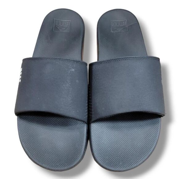 Reef Slides Size 13 Men's Reef One Slide Cushion Slide Sandals Lightweight Black - Picture 1 of 6